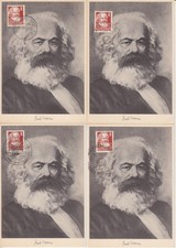 DDR - 1953, 4 (!) Maximumkarten 'KARL MARX' Mi. 329, alle gepr. - bitte ansehen.
