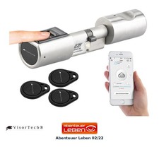 VisorTech Elektronischer Tür-Schließzylinder, Fingerabdruck, Transponder, IP44