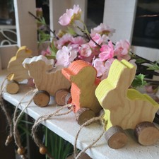 4 x Holz Hase Ente Figuren