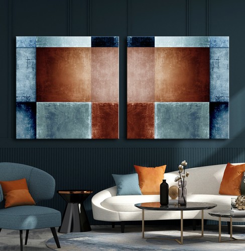 Cognac blue abstrakt leinwand - cognac,