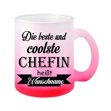 Glas-Tasse weiß/rot  " Die