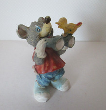 Maus mit Fernglas und Vogel  alt Figur  Keramik  Dekor