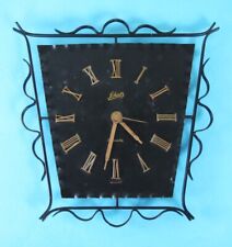 SCHATZ ELEXACTA Wand-Uhr Gusseisen Römische Ziffern Quarz +Batterie 60er Vintage