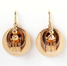 Antike Ohrringe 14 Karat 585 Gold Rotgold Roségold Handarbeit 19. Jh. 2,06 g