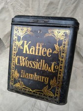 große Blechdose Kaffeedose Wossidlo & Co. Hamburg alt antik Werbung Deko Café 
