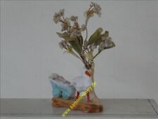 Porzellan Storch mit Kinder im Schlitten und Blumenvase, Puppenstuben, 4D253-1