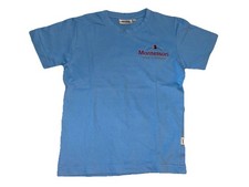 Kinder T-Shirt Gr. 128 blau Montessori Schule Pfaffenhofen, getragen