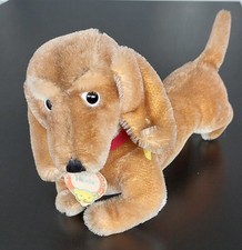 alter Steiff - Hund Hexie/Steiff-Dackel, ca. 1960, Knopf und Fahne