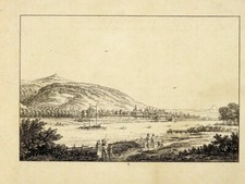  DRESDEN PILLNITZ MIT BLICK ÜBER DIE ELBE Orig .Umrißradierung  Richter 1822