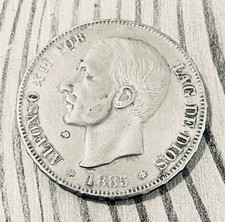 Spanien 5 Pesetas 1885 Alfonso