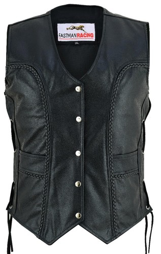 Damen leder weste kutte - leder,