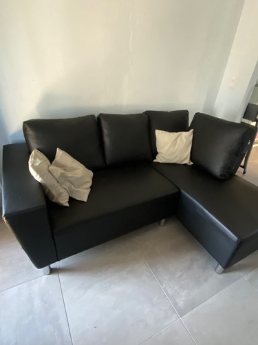 Schwarzes ecksofa kunstleder - schwarzes,