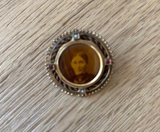 Brosche antik vergoldet mit - antik,