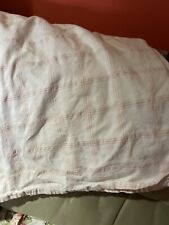 Leinen Tischdecke XXL weiss rosa - Mit Aida Feldern