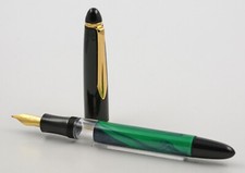 Vintage Senator Windsor Kolbenfüller Grün fountain pen green marbled steel nib B