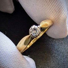 Ring 14k 585 Gold Diamant c. 0,12 Carat Verlobungsring alt RG 56/57