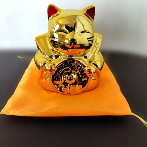 Glückliche goldbeckende katze - glückliche,