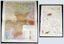 Rheinland & Westfalen – Geologische Karte & Nutzbare Mineralien Landkarte 1909/1