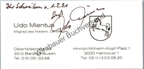 Original autogramm udo mientus - original,