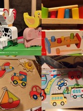 Konvolut (4) Holzspielzeug Ab 12 Monaten Puzzle Holzbank Hammer Steckspielzeug