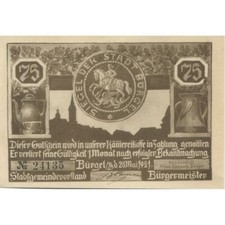 [#320697] Geldschein, Deutschland, Burgel Stadt, 75 Pfennig, personnage, 1921, 1