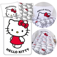 HELLO KITTY Weiß, BEIDSEITIG, Baumwollbettwäsche für Kinder mit Reißverschluss, 
