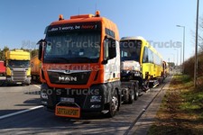 LKW Foto MAN Plattformanhänger Deutschland orange Universal Transport | . #l4bx