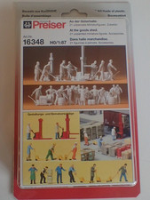 Preiser Arbeiter Güterpersonal mit Zubehör unbemalt 21 Teile 16348 OVP 1:87 H0