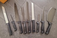 Messerset 9-teilig + Messerblock, Schwarz / Natur, 1. Wohnung, Kochmesser