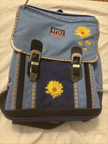 4you schulrucksack blau blumen - blau,