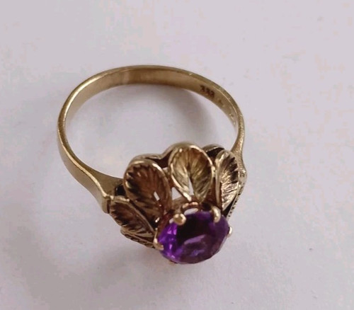 Goldring mit lila stein - goldring,
