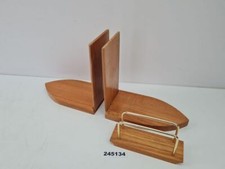 Buchstützen Briefhalter Holz mit Einschnitzung Blume #245134