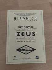 Hifonics Zeus Certificat Zertifikat Final Edition Series XL 200 of 200 