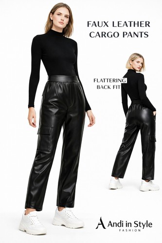Damen kunstleder cargo hose - kunstleder,