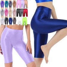 Damen Shorts Glossy Fitness Sport Hotpants Nylon Tight Legging Gym Yoga Training