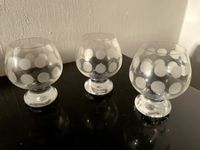 60/70-er: INGRID GLAS POLKA DOTS   3x Cognacschwenker mit Fuß  Cognacglas