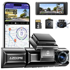 AZDOME 3 Kanal 4K+1080P+2.5K Dash Cam WiFi GPS Park Monitor Dual STARVIS+64GB