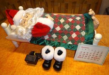 großer schnarchender Weihnachtsmann schläft im Bett  elektrisch, OVP, TOP selten