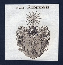 Syrmiensis Wappen Adel coat of arms Kupferstich antique print heraldry ca. 1820