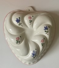 Sehr Schöne Italienische Vintage Backform Keramik Herzform Blüten ? Handgemalt