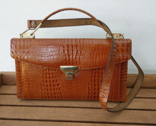 Tasche Handtasche Schultertasche Vintage 60er 70er Krokoleder Optik