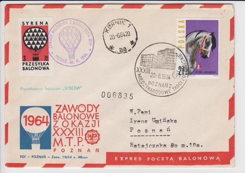 Ballonpost polen 1964 syrena - ballonpost,