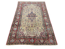 Antiker Handgeknüpfter Perser Orientteppich Isfahan Korkwolle Teppich 212x138 cm