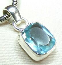 Edler eckiger Blautopas Anhänger   925 Sterling Silber Facettiertes Aqua-Blau ?
