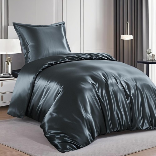 Satin bettwäsche 155x220 - bettwäsche, grau