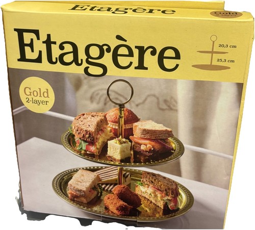 Etagere stöckig gold - etagere, 2-stöckig