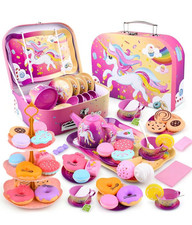 41-tlg Teeservice Kinder Tee Set mit Trage Koffer Teeparty Rollenspiel Spielzeug