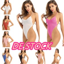 Damen~Transparent Stringbody Bikini Thong Rückenfrei Badeanzug Babydoll Dessous