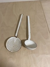 Emaille Löffel Schöpfkelle Küche Sieb Kelle Weiß