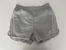Adidas Vintage Nylon Glanz Shorts Gr. S Grau Sprinter Shiny Gay 90s